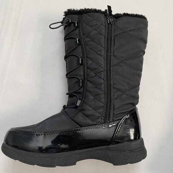 Totes Black Sherpa Lined Winter Boots Size 4 - Picture 9 of 10